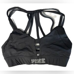 Victoria's Secret PINK Ultimate Sports Bra Black Racerback Ladder Front- Small